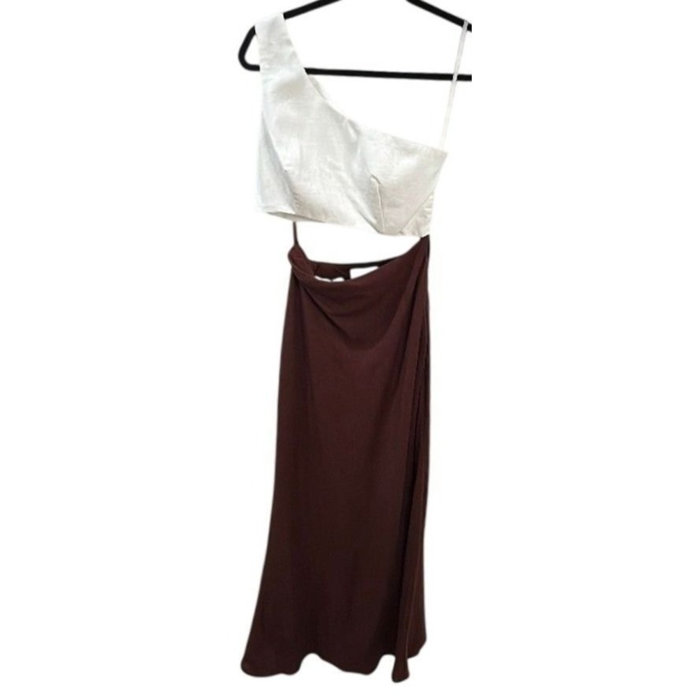 NWT Here Comes The‎ Sun One Shoulder Linen Blend Maxi Dress Women's Small
